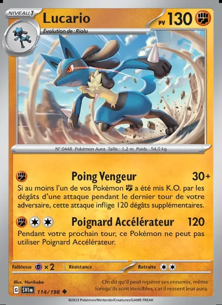 Lucario, carte Pokémon SVI 114 — extension Écarlate et Violet