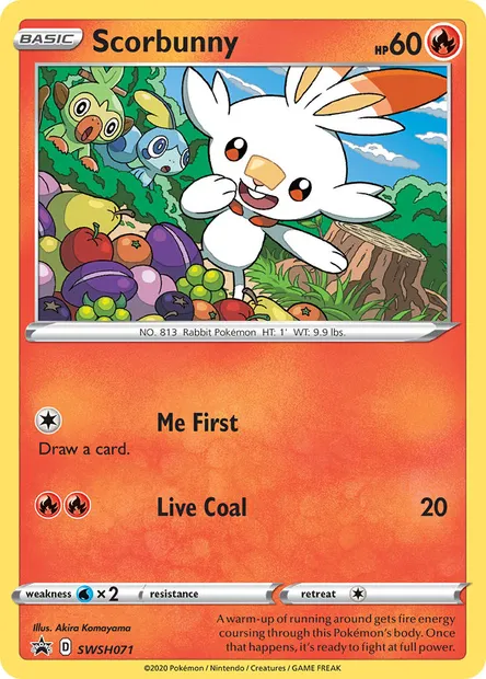 Scorbunny, Pokémon card SWSH 071 — SWSH Black Star Promos set
