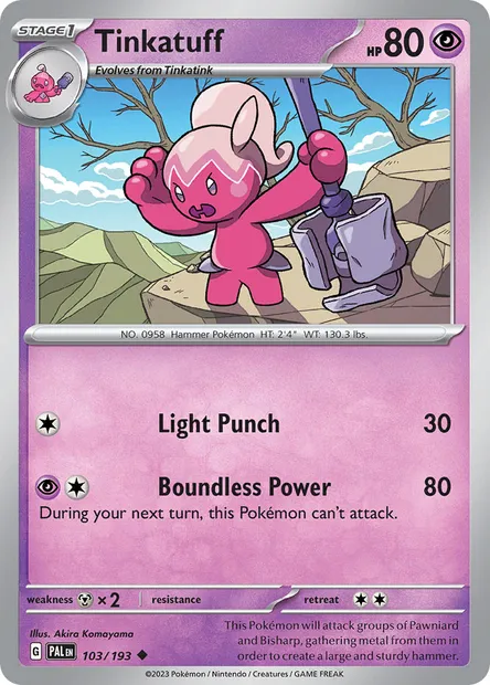 Tinkatuff, Pokémon card PAL 103 — Paldea Evolved set
