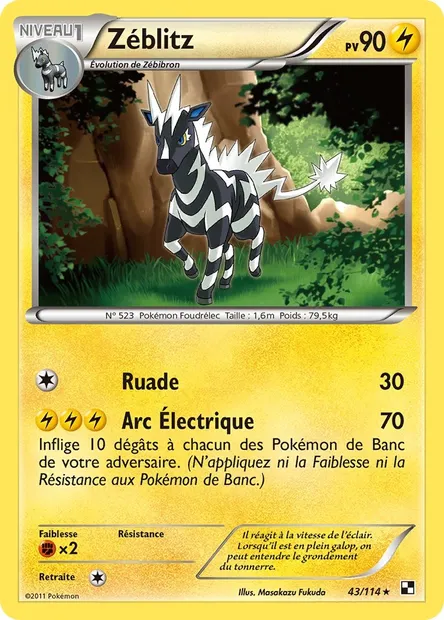 Zéblitz, carte Pokémon BLW 43 — extension Noir & Blanc