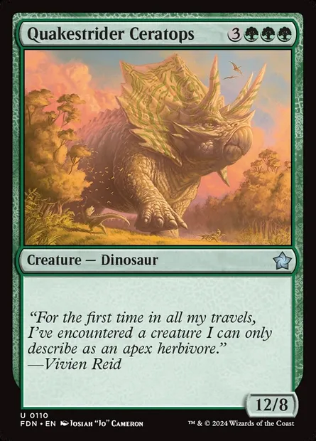 Quakestrider Ceratops, Magic card FDN 110 — Foundations set