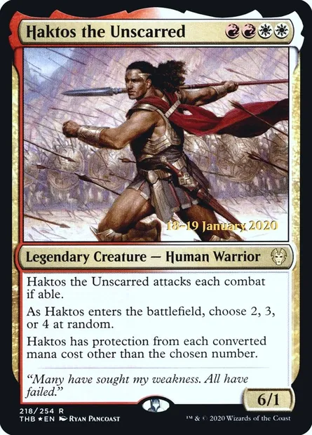 Haktos, l'épargné, carte Magic PTHB 218s — extension Theros Beyond Death Promos
