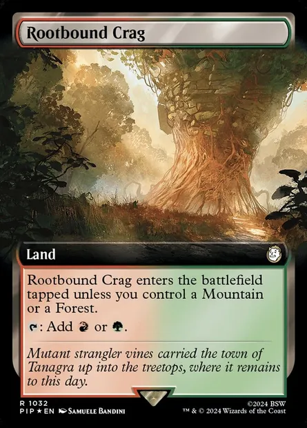 Rootbound Crag, Magic card PIP 1032 — Fallout set