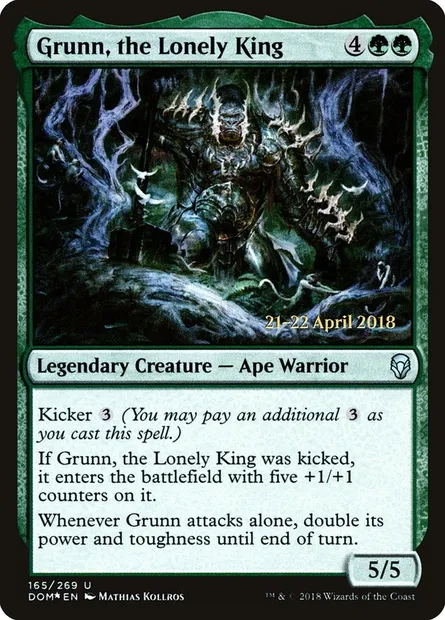 Grunn, le roi solitaire, carte Magic PDOM 165s — extension Dominaria Promos