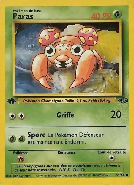 Paras, carte Pokémon JU 59 — extension Jungle