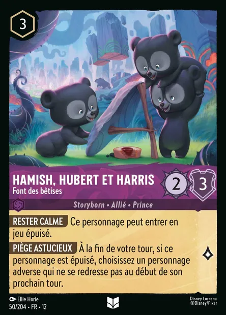 Hamish, Hubert et Harris - Font des bêtises, carte Disney Lorcana CH12-050 — extension Contrées Inconnues