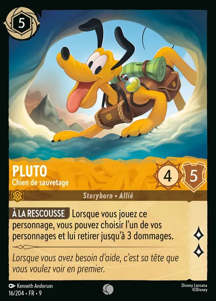 Pluto - Chien de sauvetage, carte Disney Lorcana CH9-016 — extension Fabuleux
