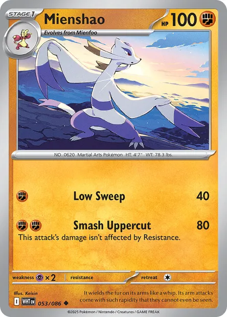 Mienshao, Pokémon card WHT 053 — White Flare set