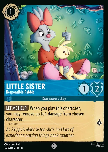 Little Sister - Responsible Rabbit, Disney Lorcana card CH8-163 — The Reign of Jafar set