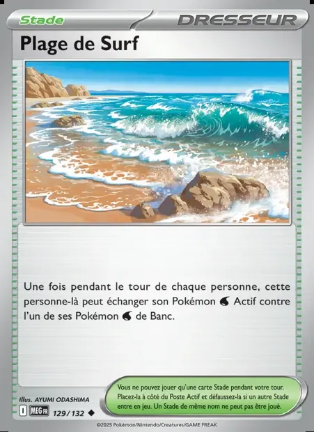 Plage de Surf, carte Pokémon MEG 129 — extension Méga-Évolution