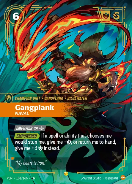 Gangplank, carte Riftbound VEN 181 — extension Vendetta