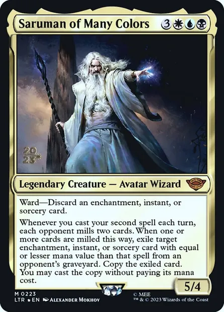 Saruman le Multicolore, carte Magic PLTR 223s — extension Tales of Middle-earth Promos