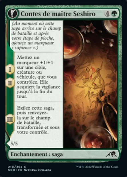 Contes de maître Seshiro // Héritage vivant de Seshiro, carte Magic NEO 210 — extension Kamigawa: La Dynastie Néon