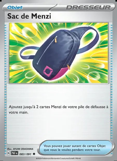 Sac de Menzi, carte Pokémon PAF 083 — extension Destinées de Paldea