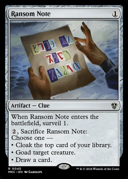 Ransom Note, Magic card MKC 45 — Murders at Karlov Manor Commander set