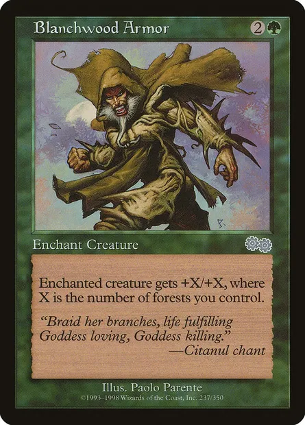Blanchwood Armor, Magic card USG 237 — Urza's Saga set
