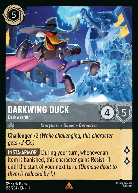 Darkwing Duck - Darkwarrior, Disney Lorcana card CH11-188 — Winterspell set