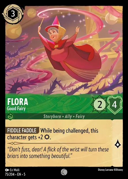 Flora - Good Fairy, Disney Lorcana card CH5-075 — Shimmering Skies set