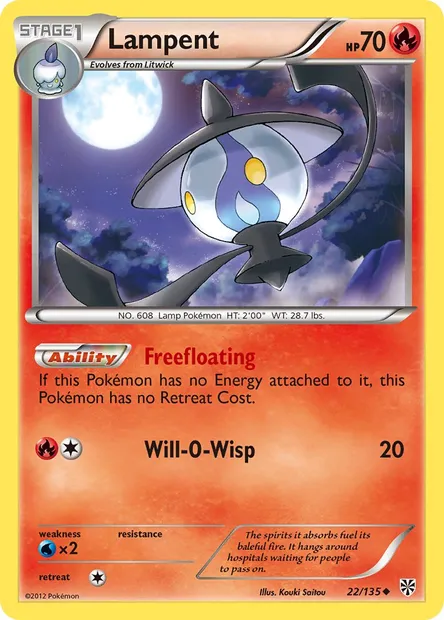 Lampent, Pokémon card PLS 22 — Plasma Storm set