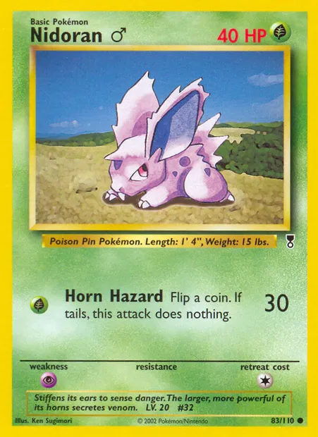 Nidoran ♂, Pokémon card LC 83 — Legendary Collection set
