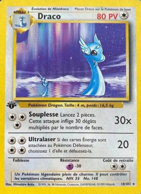 Draco, carte Pokémon BS 18 — extension Set de Base