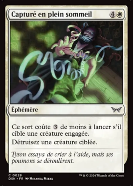 Capturé en plein sommeil, carte Magic DSK 28 — extension Duskmourn: House of Horror