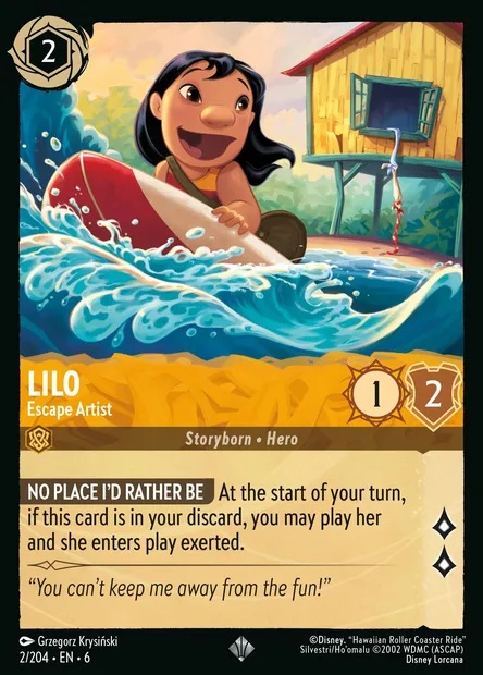 Lilo - Escape Artist, Disney Lorcana card CH6-002 — Azurite Sea set