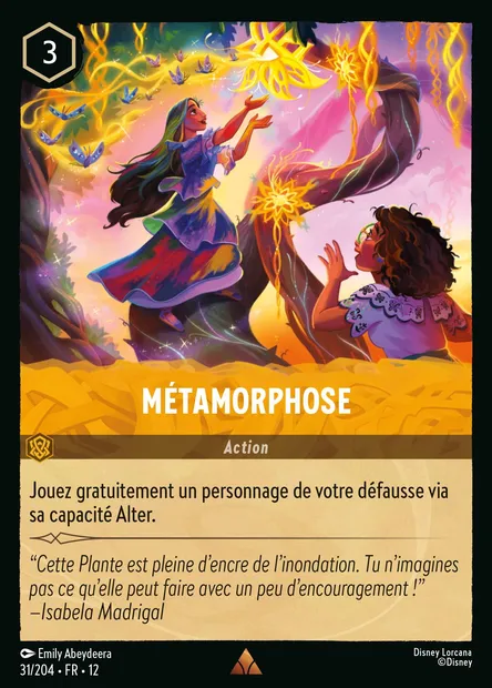 Métamorphose, carte Disney Lorcana CH12-031 — extension Contrées Inconnues