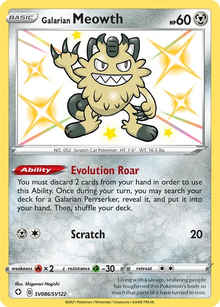 Galarian Meowth, Pokémon card SHF SV086 — Shining Fates set