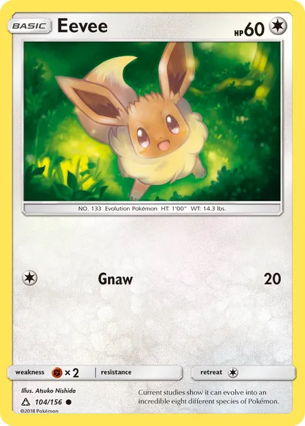 Eevee, Pokémon card UPR 104 — Ultra Prism set