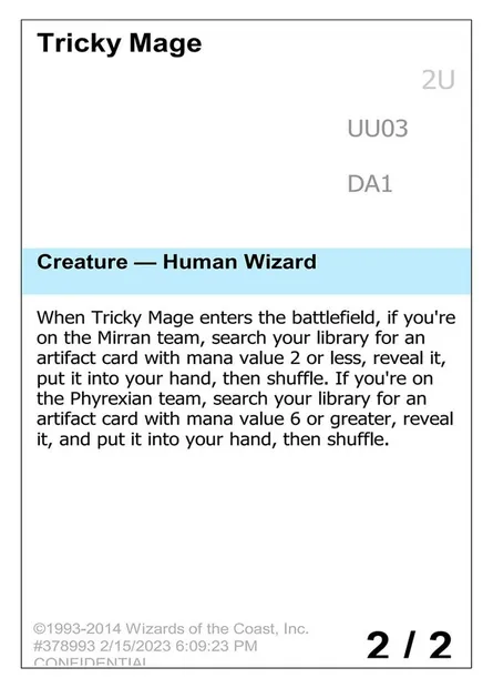 Tricky Mage, carte Magic UNK UU03 — extension Unknown Event