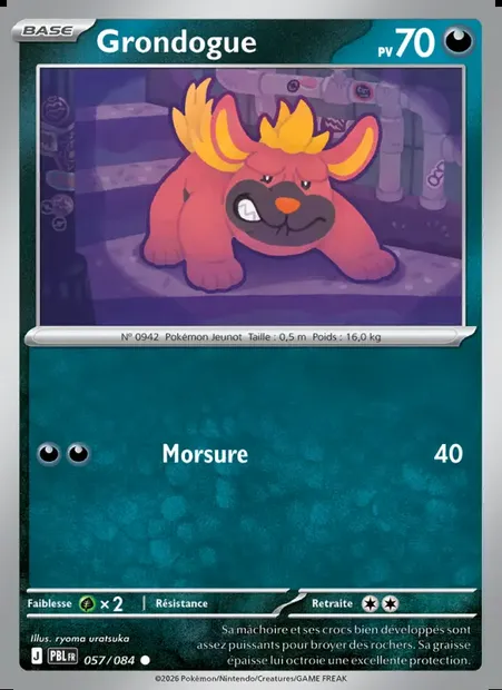 Grondogue, carte Pokémon PBL 057 — extension Nuit Noire