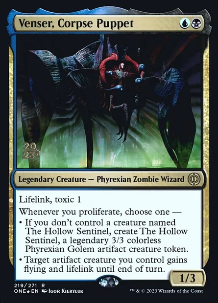 Venser, Corpse Puppet, Magic card PONE 219s — Phyrexia: All Will Be One Promos set