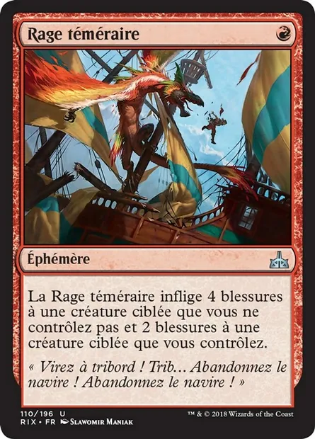 Rage téméraire, carte Magic RIX 110 — extension Les combattants d'Ixalan