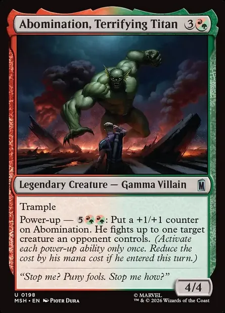 Abomination, Terrifying Titan, Magic card MSH 198 — Marvel Super Heroes set