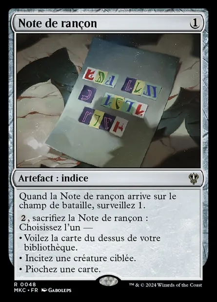Note de rançon, carte Magic MKC 48 — extension Murders at Karlov Manor Commander