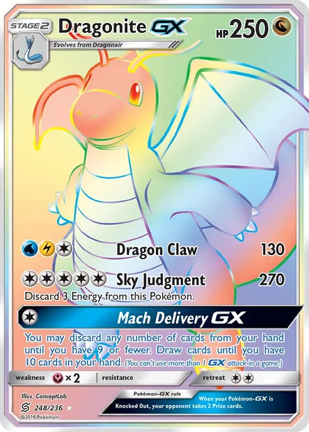 Dragonite GX, Pokémon card UNM 248 — Unified Minds set