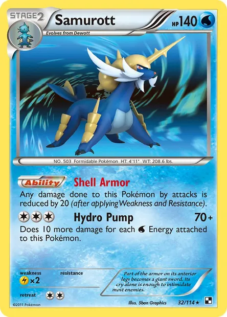 Samurott, Pokémon card BLW 32 — Black & White set