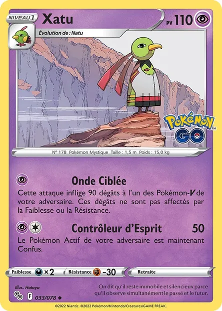 Xatu, carte Pokémon PGO 033 — extension Pokémon GO