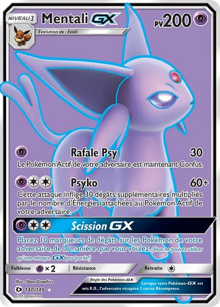 Mentali GX, carte Pokémon SUM 140 — extension Soleil et Lune