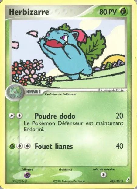 Herbizarre, carte Pokémon CG 34 — extension EX Gardiens de Cristal
