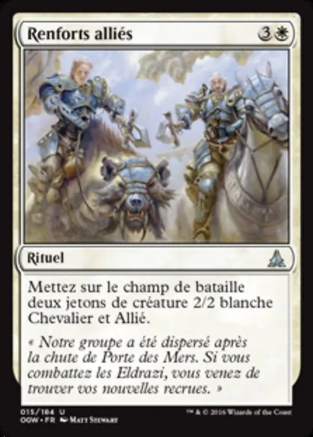 Renforts alliés, carte Magic OGW 15 — extension Le serment des Sentinelles