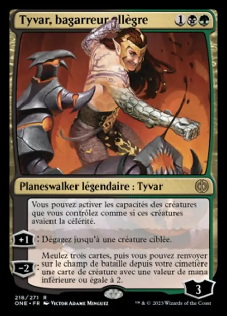 Tyvar, bagarreur allègre, carte Magic ONE 218 — extension Tous Phyrexians