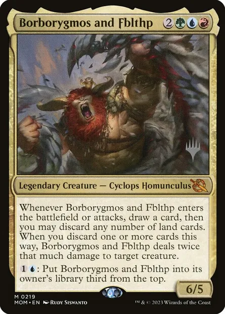 Borborygmos et Fblthp, carte Magic PMOM 219p — extension March of the Machine Promos
