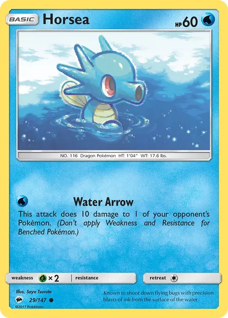 Horsea, Pokémon card BUS 29 — Burning Shadows set