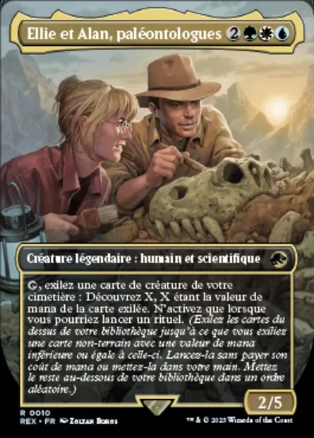 Ellie et Alan, paléontologues, carte Magic REX 10 — extension Jurassic World Collection