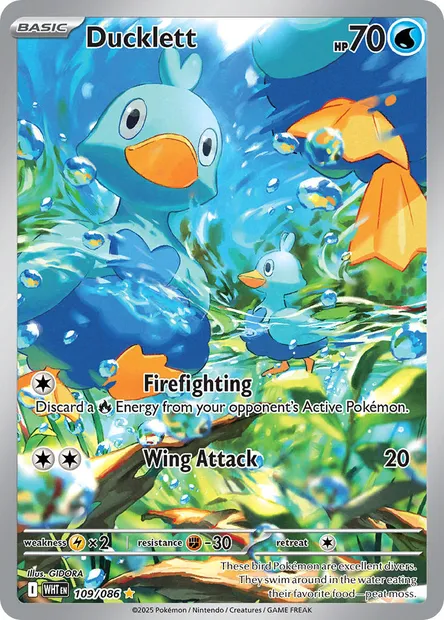 Ducklett, Pokémon card WHT 109 — White Flare set