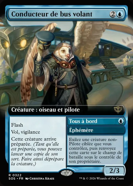 Conducteur de bus volant // All Aboard, carte Magic SOS 322 — extension Secrets of Strixhaven