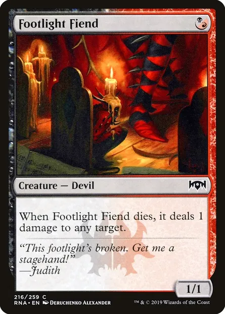 Footlight Fiend, Magic card RNA 216 — Ravnica Allegiance set