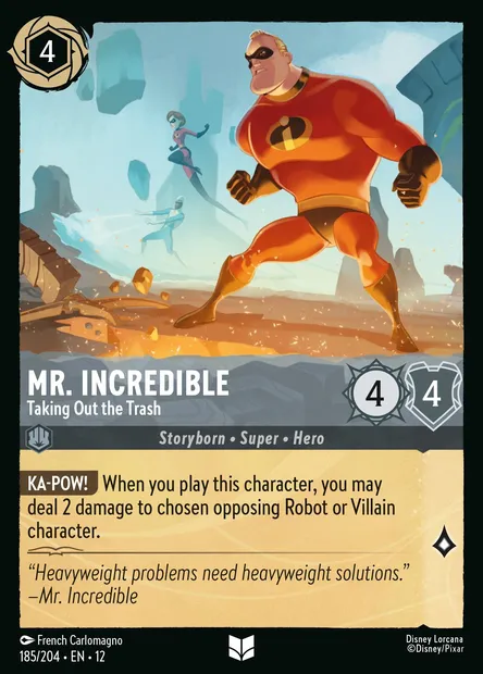 Mr. Incredible - Taking Out the Trash, Disney Lorcana card CH12-185 — Wilds Unknown set